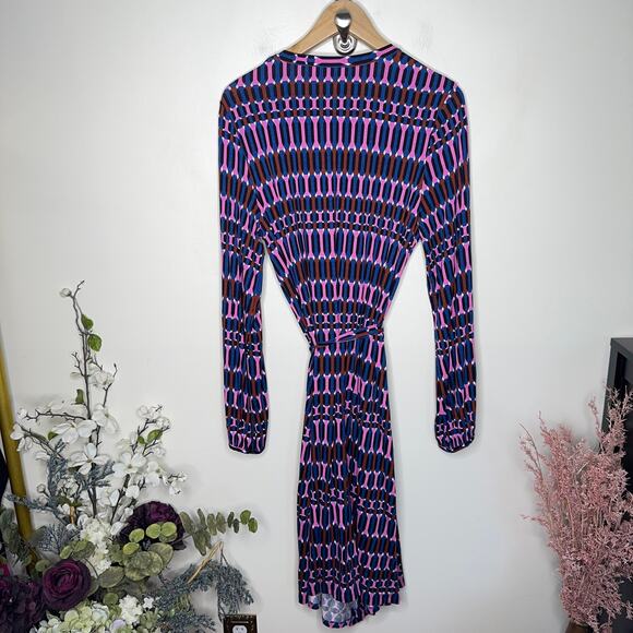 BODEN Elodie Jersey Wrap Dress Plum Blossom Blue Pink {O32} - Picture 3 of 5